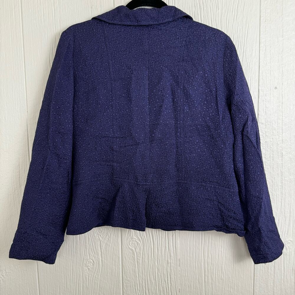 Chico's Purple Silk Blend Open Blazer Cardigan Textured Size 1 or U.S. Medium - Picture 5 of 8
